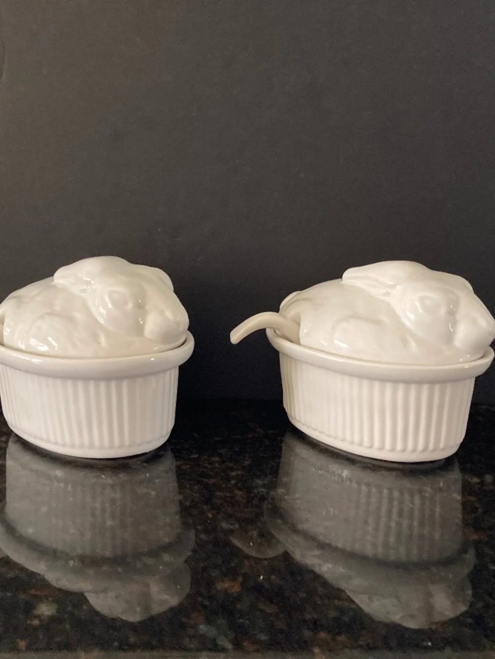 California Pottery White Rabbit Soup Tureen/Individual Size/2 Available/NEW!